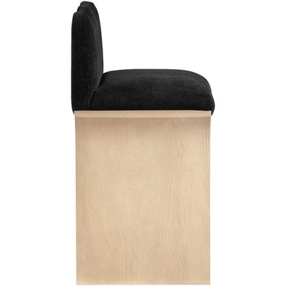 Shaw Black Chenille Fabric Upholstered Counter Stool