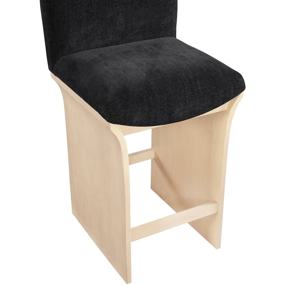 Shaw Black Chenille Fabric Upholstered Counter Stool