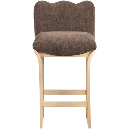 Shaw Brown Chenille Fabric Upholstered Counter Stool