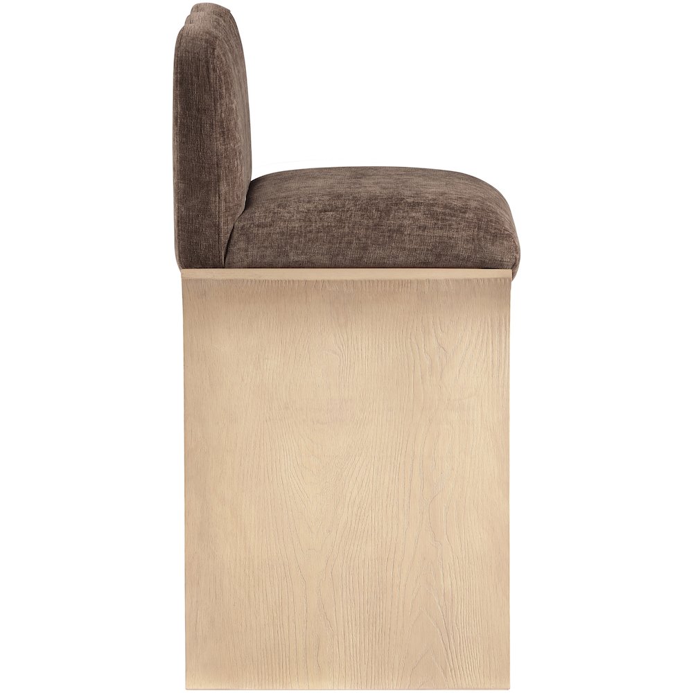 Shaw Brown Chenille Fabric Upholstered Counter Stool