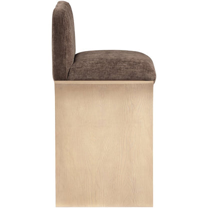 Shaw Brown Chenille Fabric Upholstered Counter Stool