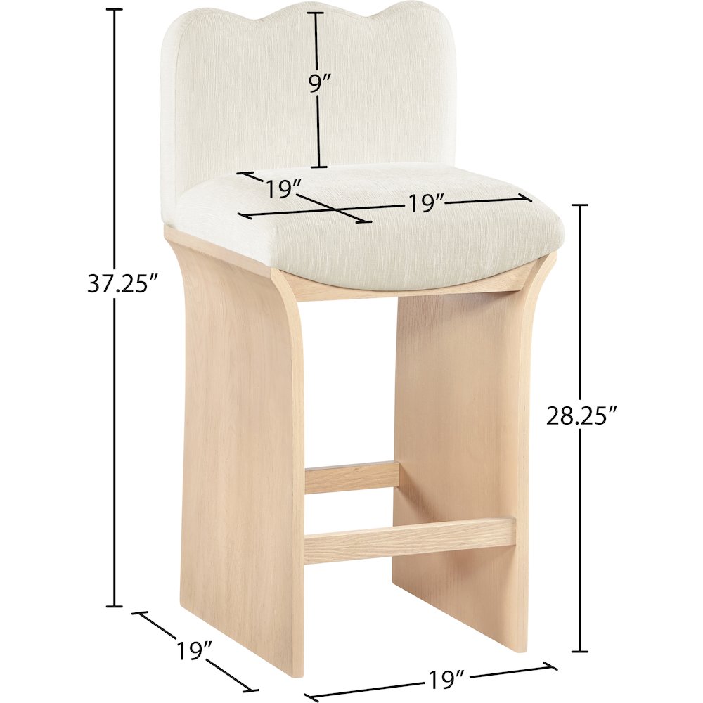 Shaw Cream Chenille Fabric Upholstered Counter Stool