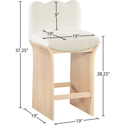 Shaw Cream Chenille Fabric Upholstered Counter Stool