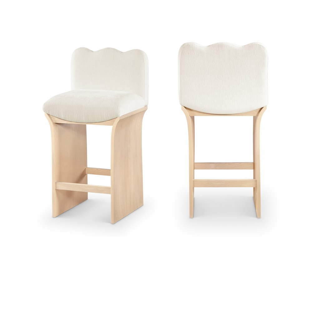Shaw Cream Chenille Fabric Upholstered Counter Stool
