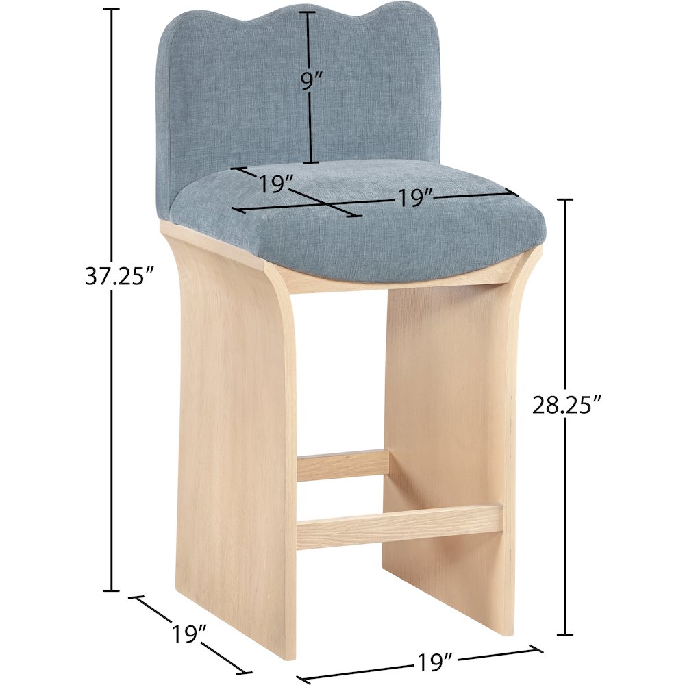 Shaw Light Blue Chenille Fabric Upholstered Counter Stool
