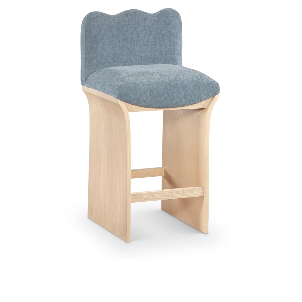 Shaw Light Blue Chenille Fabric Upholstered Counter Stool
