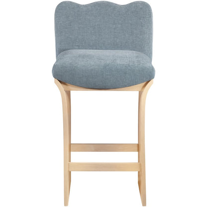 Shaw Light Blue Chenille Fabric Upholstered Counter Stool