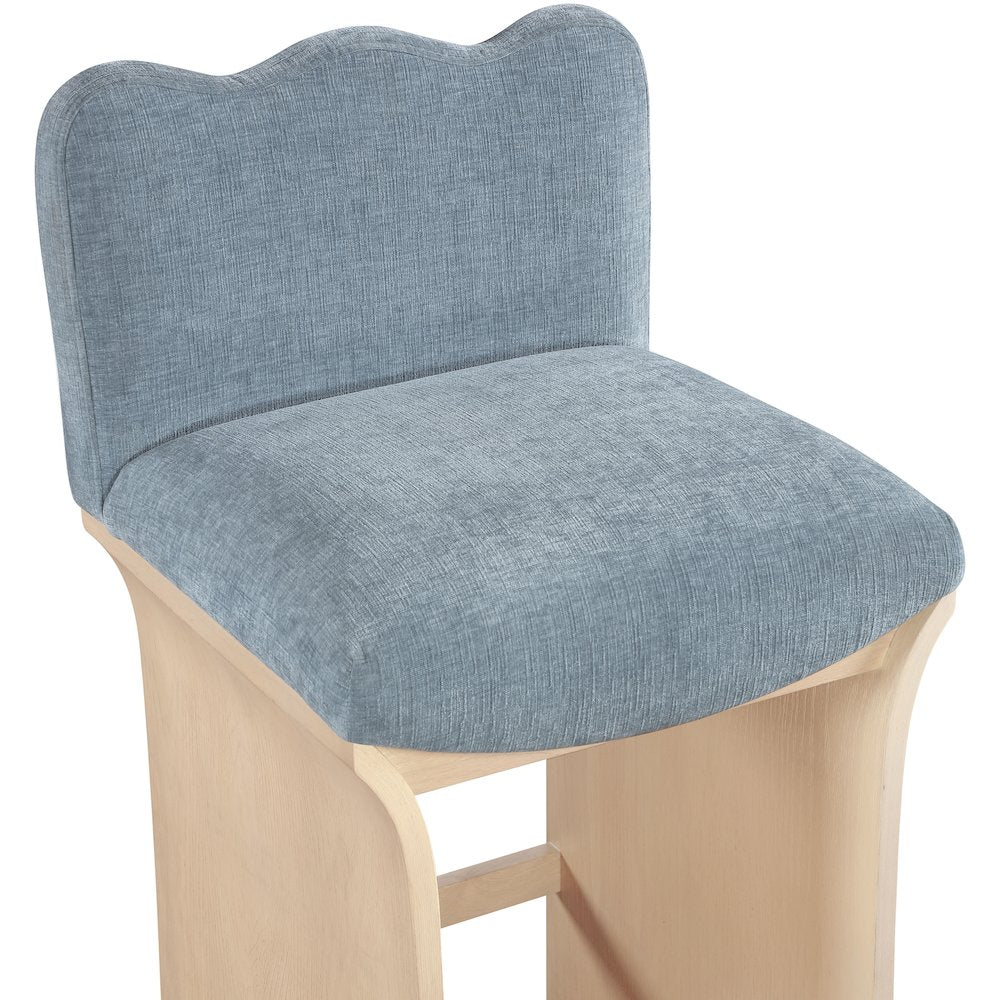 Shaw Light Blue Chenille Fabric Upholstered Counter Stool