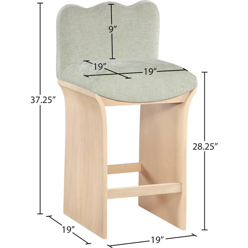 Shaw Mint Chenille Fabric Upholstered Counter Stool