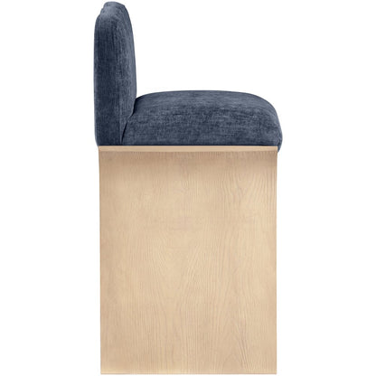 Shaw Navy Chenille Fabric Upholstered Counter Stool