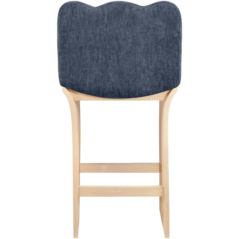 Shaw Navy Chenille Fabric Upholstered Counter Stool