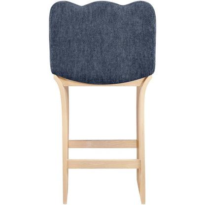 Shaw Navy Chenille Fabric Upholstered Counter Stool