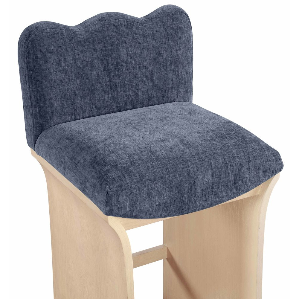 Shaw Navy Chenille Fabric Upholstered Counter Stool