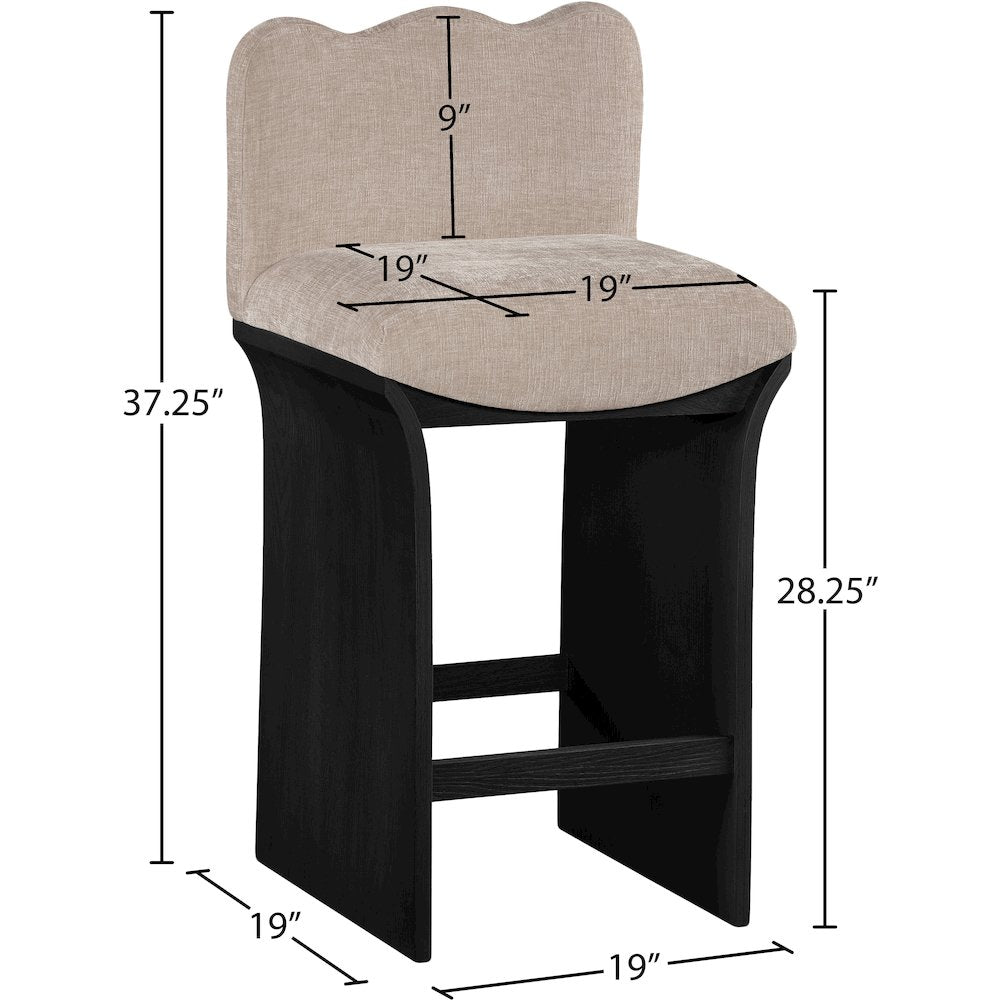 Shaw Beige Chenille Fabric Upholstered Counter Stool