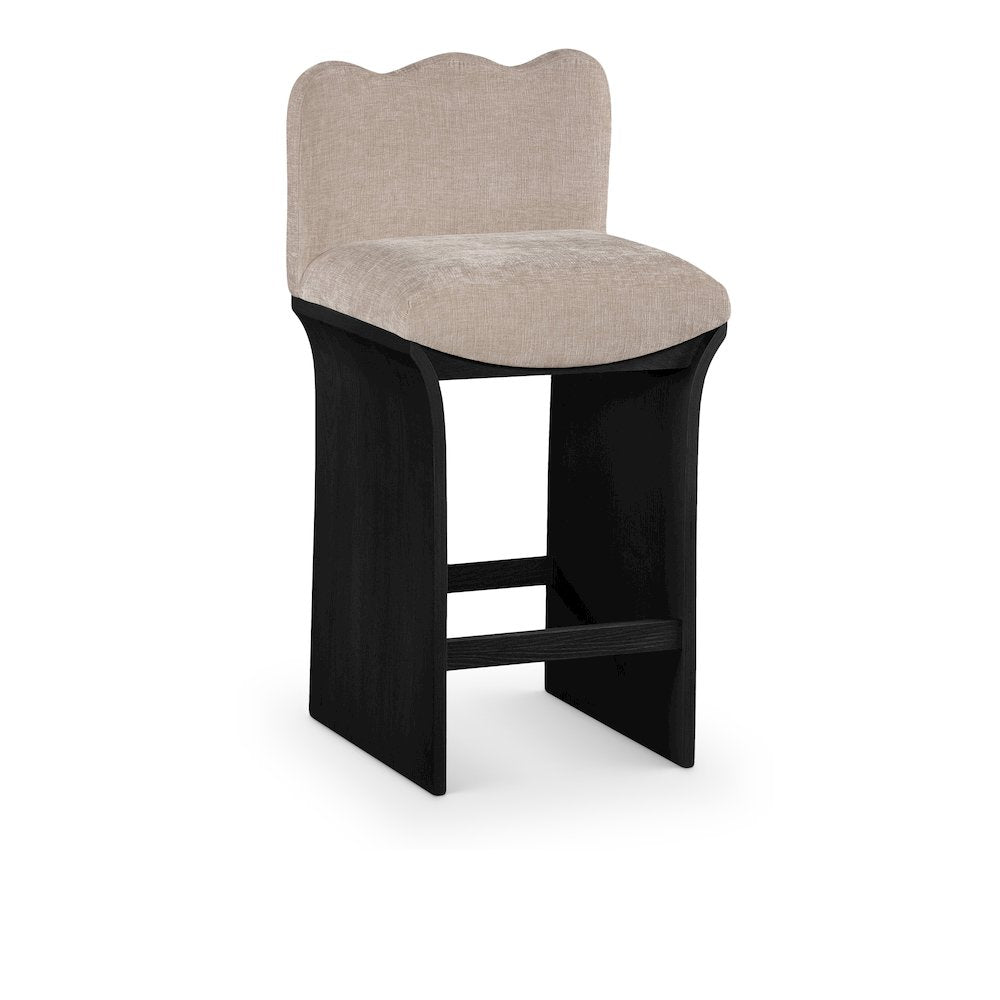 Shaw Beige Chenille Fabric Upholstered Counter Stool