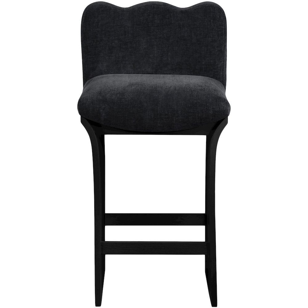 Shaw Black Chenille Fabric Upholstered Counter Stool