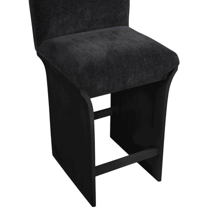 Shaw Black Chenille Fabric Upholstered Counter Stool