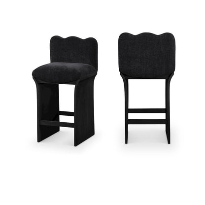 Shaw Black Chenille Fabric Upholstered Counter Stool