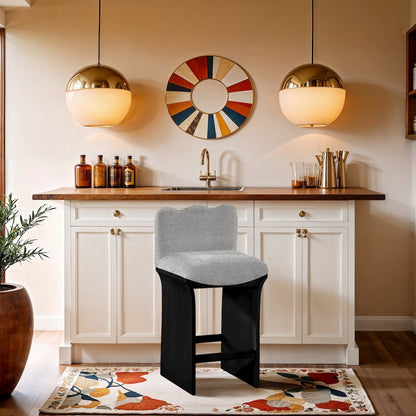 Shaw Grey Chenille Fabric Upholstered Counter Stool