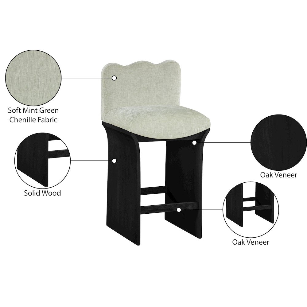 Shaw Mint Chenille Fabric Upholstered Counter Stool