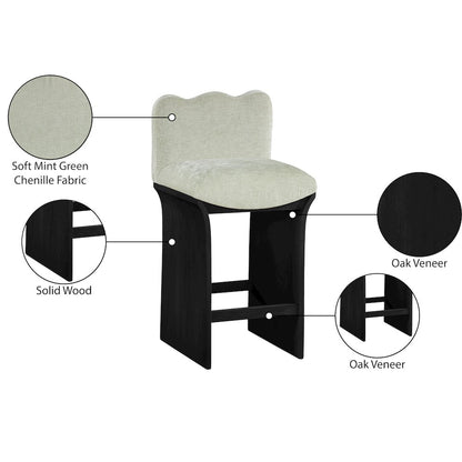 Shaw Mint Chenille Fabric Upholstered Counter Stool