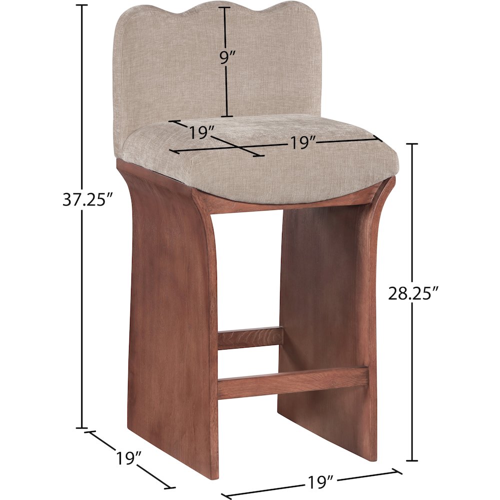 Shaw Beige Chenille Fabric Upholstered Counter Stool