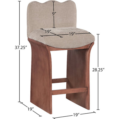 Shaw Beige Chenille Fabric Upholstered Counter Stool