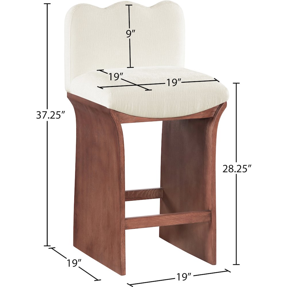Shaw Cream Chenille Fabric Upholstered Counter Stool