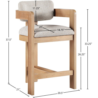 Sacha Beige Linen Textured Fabric Upholstered Counter Stool