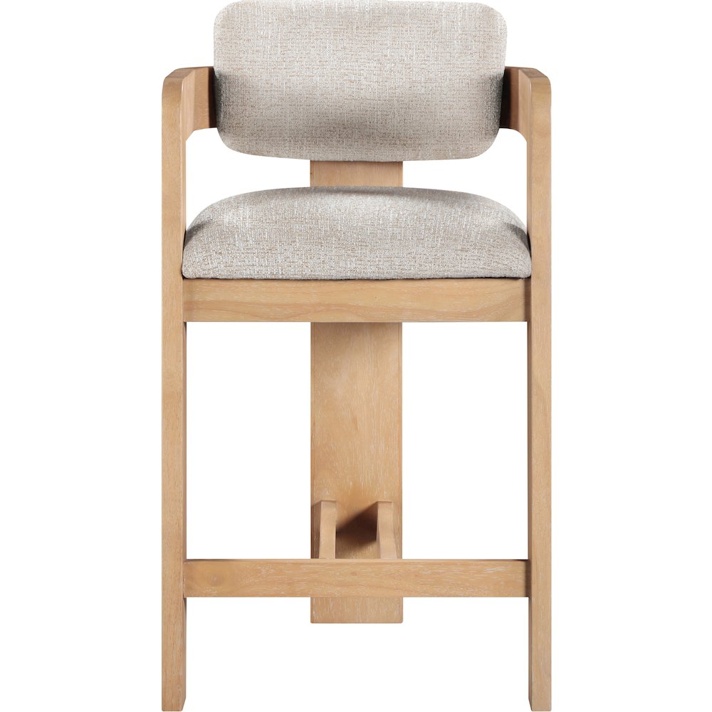 Sacha Beige Linen Textured Fabric Upholstered Counter Stool