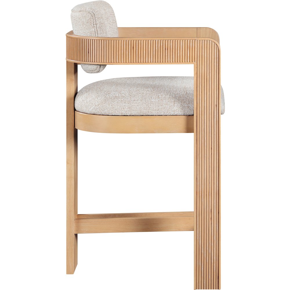 Sacha Beige Linen Textured Fabric Upholstered Counter Stool