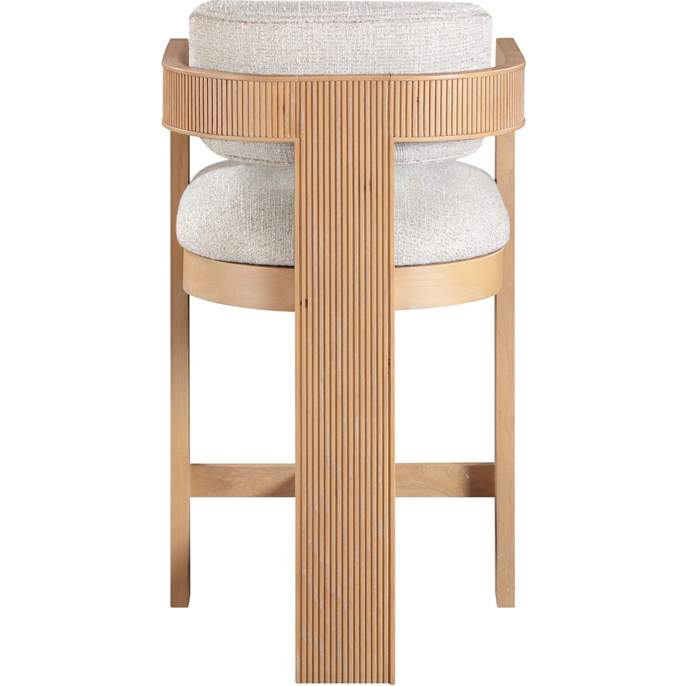 Sacha Beige Linen Textured Fabric Upholstered Counter Stool