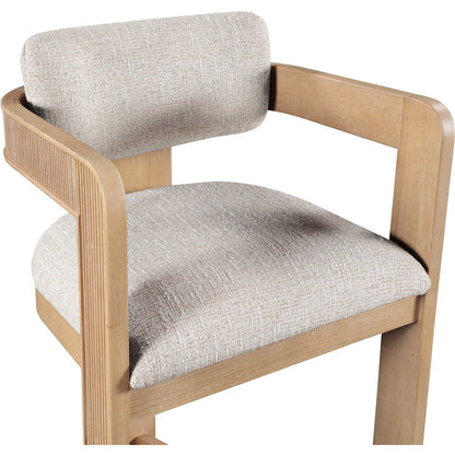 Sacha Beige Linen Textured Fabric Upholstered Counter Stool