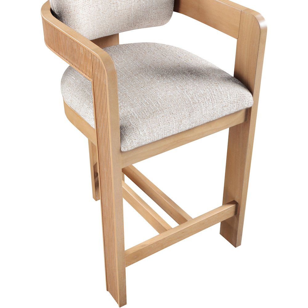 Sacha Beige Linen Textured Fabric Upholstered Counter Stool