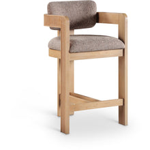 Sacha Brown Linen Textured Fabric Stool