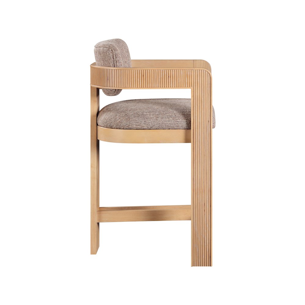 Sacha Brown Linen Textured Fabric Stool
