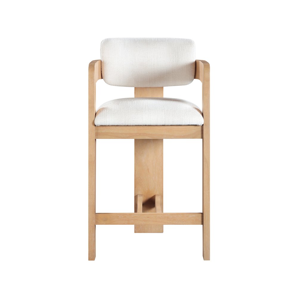 Sacha Cream Linen Textured Fabric Stool
