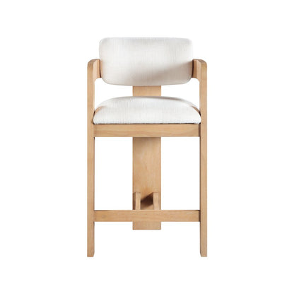 Sacha Cream Linen Textured Fabric Stool