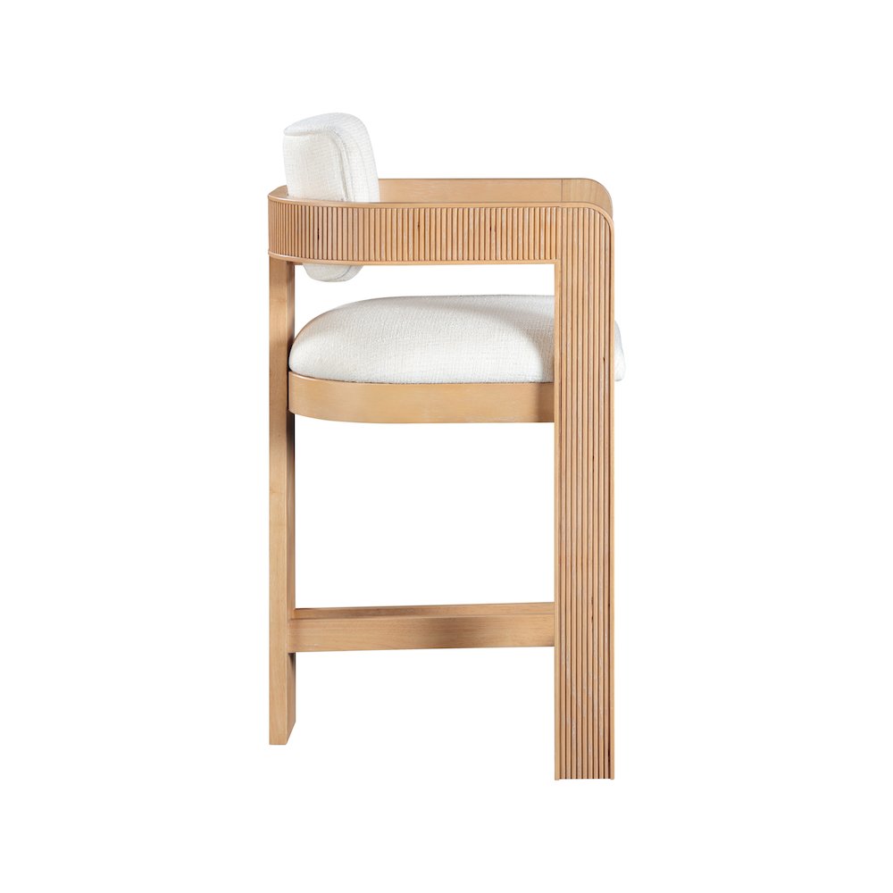Sacha Cream Linen Textured Fabric Stool