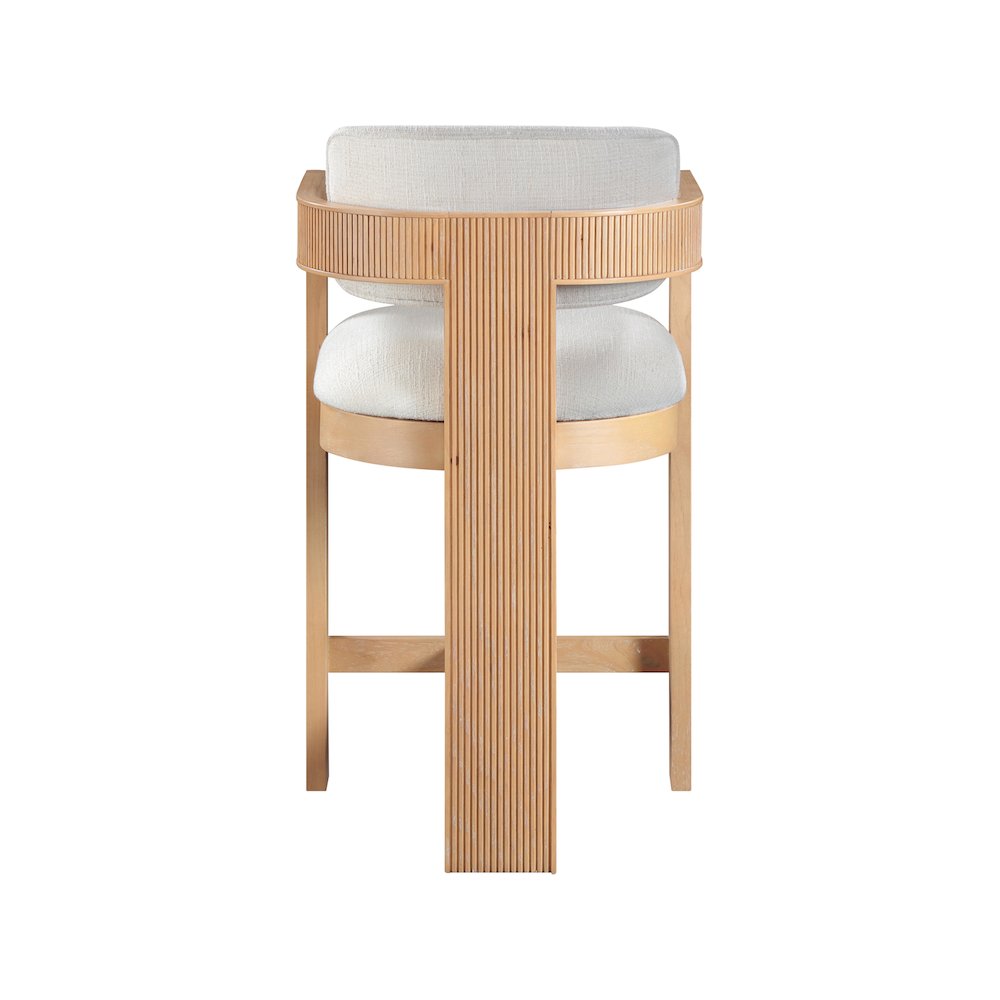 Sacha Cream Linen Textured Fabric Stool