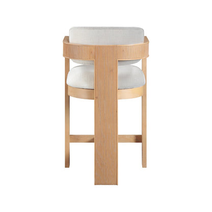 Sacha Cream Linen Textured Fabric Stool