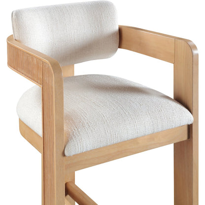 Sacha Cream Linen Textured Fabric Stool