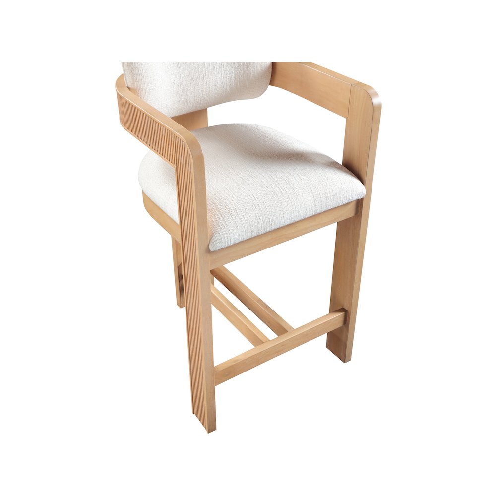 Sacha Cream Linen Textured Fabric Stool