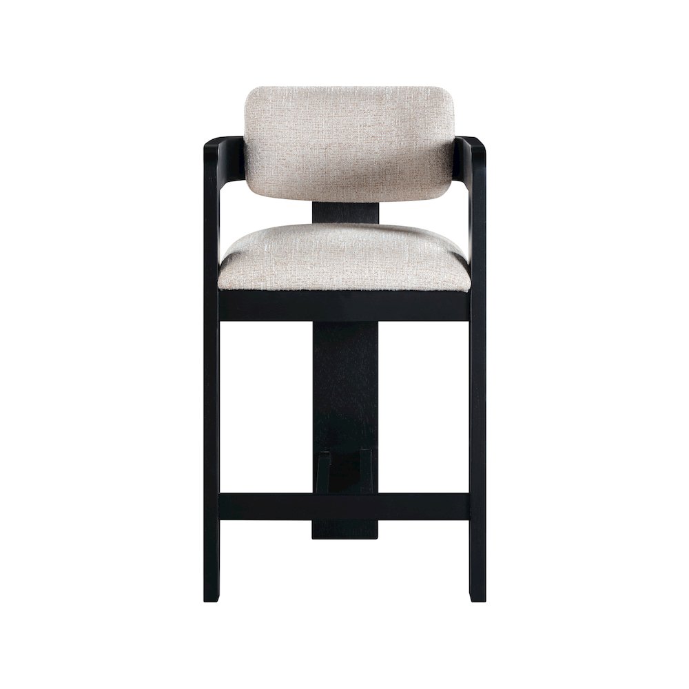 Sacha Beige Linen Textured Fabric Stool