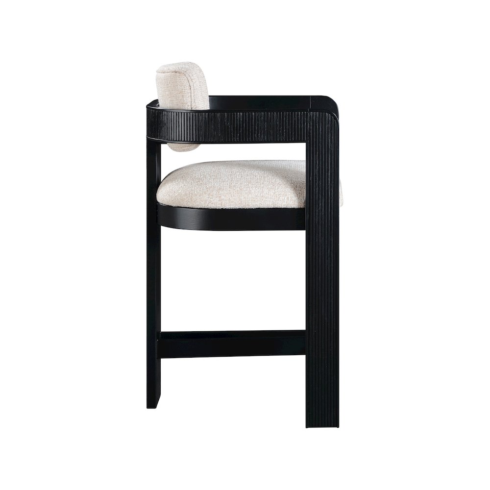 Sacha Beige Linen Textured Fabric Stool