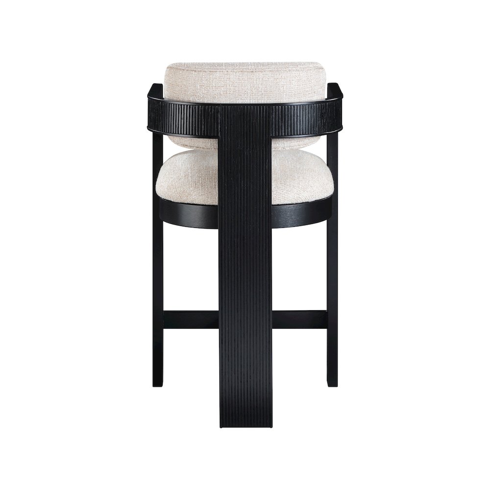 Sacha Beige Linen Textured Fabric Stool