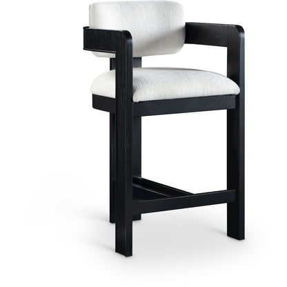 Sacha Cream Linen Textured Fabric Stool