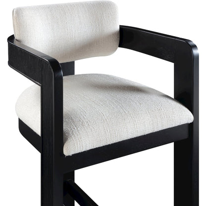Sacha Cream Linen Textured Fabric Stool