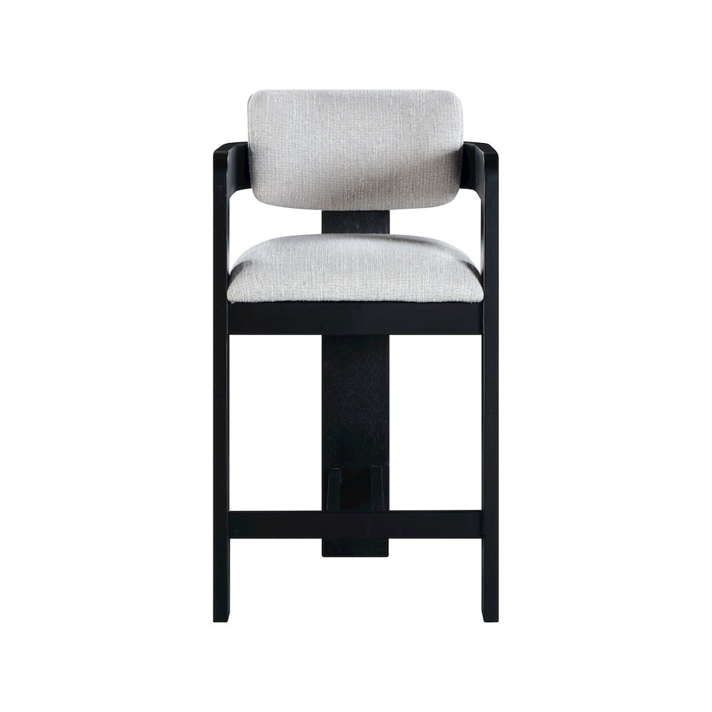 Sacha Grey Linen Textured Fabric Stool