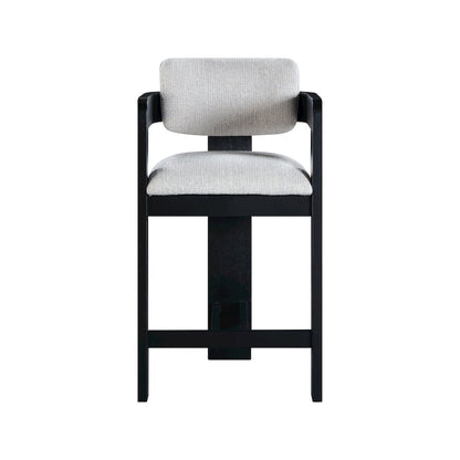 Sacha Grey Linen Textured Fabric Stool
